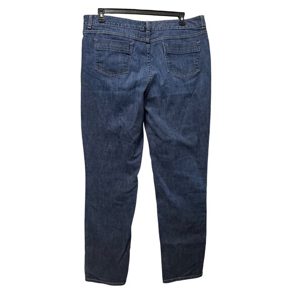 LL Bean Women’s Slim Leg Jean Favorite Fit Straight dark wash size 18 Tall - Picture 2 of 6